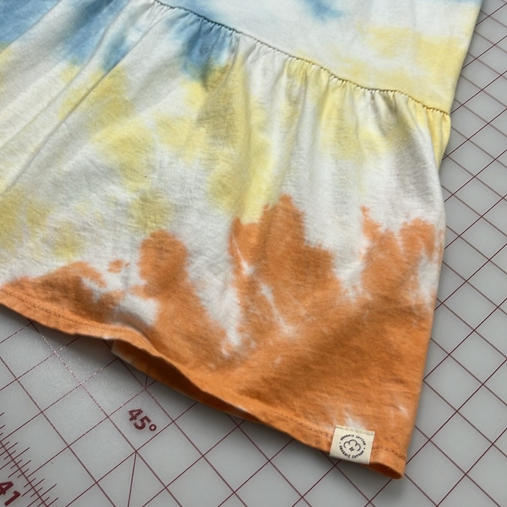 CES FEMME ORGANIC COTTON Boho Beach Tie Dye Tiered Baby Doll Eyelet SLV Dress M - Picture 12 of 15